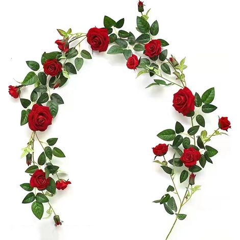 Guirlande rose artificielle – 1,8 m – Vigne fleurie suspendue – Rouge – Déco mariage/jardin/maison – Plastique durable