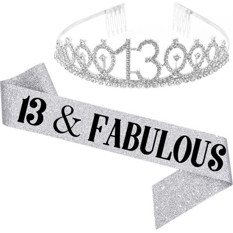 Ensemble couronne et bandoulière pour fête d'anniversaire (10, 13, 18, 21, 30, 40, 50, 60, 70, 80 ans) (1/5)