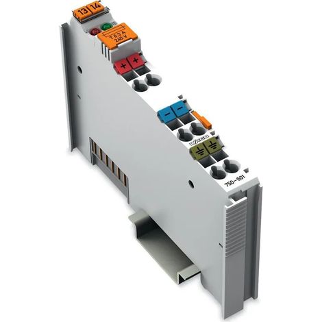 Bloc d'alimentation potentiel pour automate modulaire, dimensions standard, fixation intégrée, 1 pièce, modèle compatible systèmes 750, matière conductrice cuivre, couleur neutre, pour installation él (1/2)