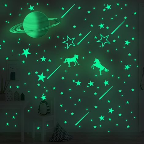 Autocollant Mural Étoile - Phosphorescent Repositionnable - Pour Chambre Enfant Salon Crèche - 281 Pièces (1/5)