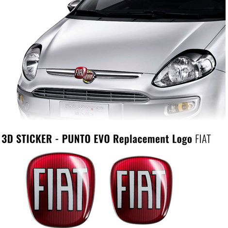 Adesivo Fiat 3D Ricambio Logo per Punto Evo - Colore: COLOR - Confezione: ANTERIORE + POSTERIORE