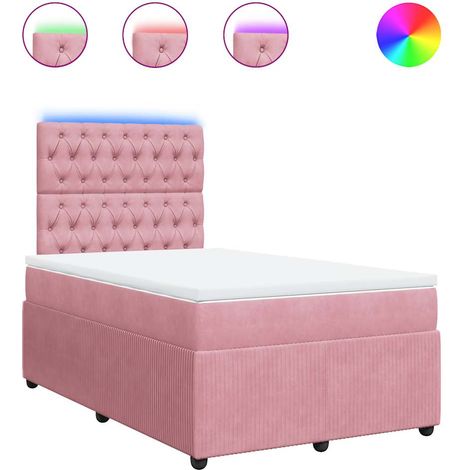 vidaXL Sommier à lattes de lit avec matelas rose 120x190 cm velours
