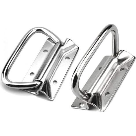 Poignées en acier inoxydable pour balconnets de porte de levage de boîte à outils (paquet de 2, argent) (1/4)