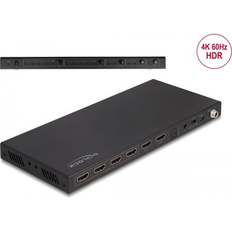 Delock Conmutador de matriz HDMI 4 x entrada HDMI a 2 x salida HDMI 4K 60 Hz con extractor de audio