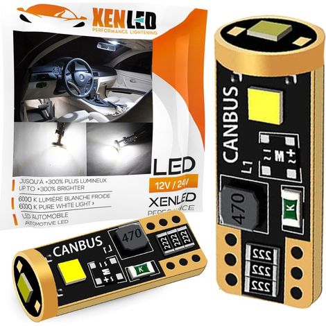 2 x AMPOULES W5W 3-LED Super Canbus 400Lms XENLED - GOLD - Blanc 12V (1/5)
