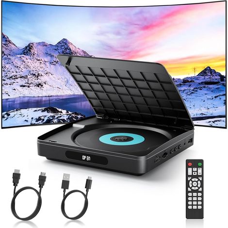 Lecteur DVD pour TV avec HDMI, Full HD Multi-région, télécommande et câble de Type C, Lecteur CD pour système stéréo Domestique, Port USB (1/5)