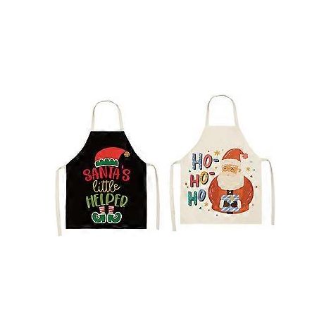 Lustige Weihnachtsschürze, 2er-Pack, 47 x 38 cm, Weihnachtsmann-Motiv, verstellbar, für Damen und Herren, Küchenschürze, Kochschürze, süßes Weihnachtsgeschenk zum Backen