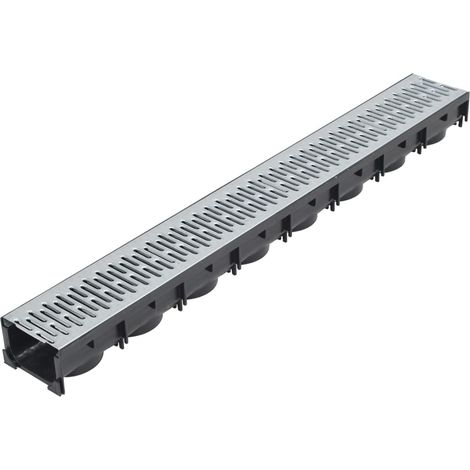 Juego de 3 canales de drenaje de acero para desagüe de entrada 100 cm patio exterior 020002993