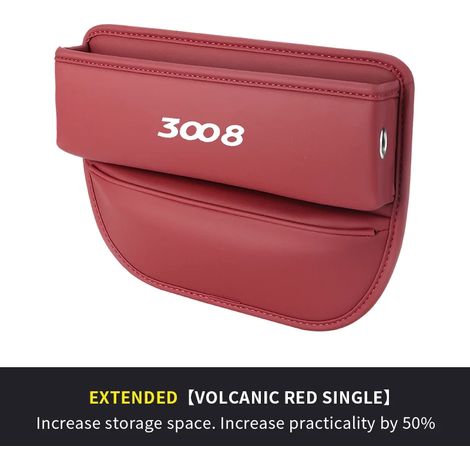(Rouge) NOUVEAU Boîte de rangement en cuir pour l'espace entre les sièges auto, accessoires pour 3008 auto, organisateur d'espace entre les sièges auto, sac latéral (1/5)