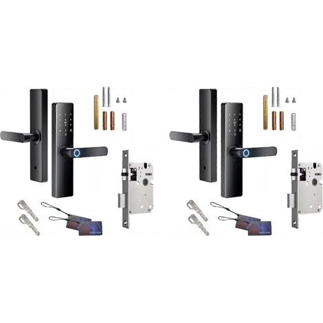 La serrure de porte intelligente numérique WiFi 4X Tuya prend en charge le déverrouillage par empreinte digitale, carte à puce, mot de passe et clé, offrant une sécurité renforcée. (1/5)
