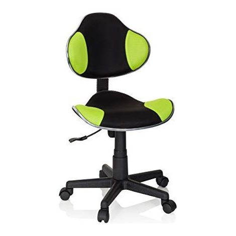 Chaise de burau enfant / Chaise bureau pour enfants KIDDY GTI-2 tissu noir/vert hjh OFFICE