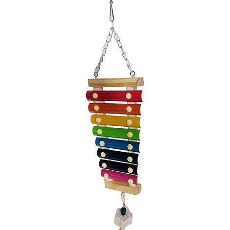 Xylophone pour poules de basse-cour, jouet à picorer en acier inoxydable et pierre polie, avec chaîne de suspension, meule, pendentif cloche 50 (A) (1/5)