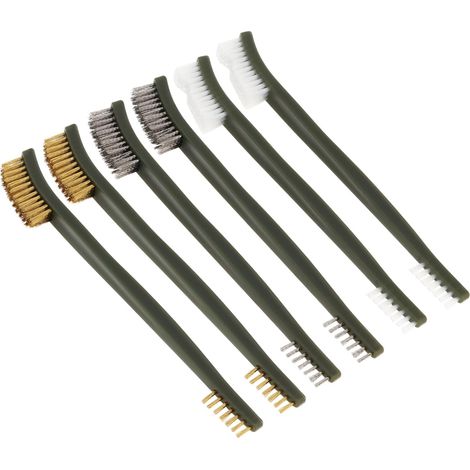 Ensemble de mini-brosses, pour le nettoyage des scories de soudure et de la rouille, brosses pratiques en acier/nylon/laiton adaptées au nettoyage de la peinture/saleté (6 pièces) (1/5)