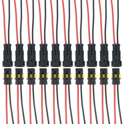 10er-Set wasserdichte 2-polige Kfz-Stecker mit Kabel, wasserdicht, staubdicht, isoliert und abgedichtet – Fei Yu (1/5)