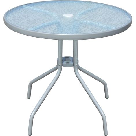 Gartentisch 80 x 71 cm Stahl Rund Grau