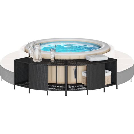 Outdoor-Regale für Whirlpool 2 Stk. Schwarz Poly Rattan (1/5)