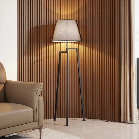 [NEUWERTIG] B-Ware Lucande Stehleuchte Lampe Stehlampe Amona Schwarz Textil 150 Cm Dreibein