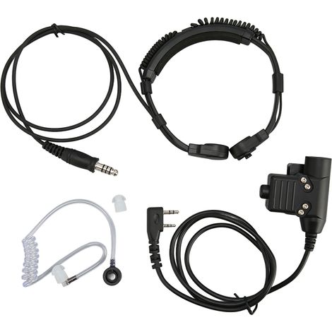 Micro-casque à gorge avec oreillette télescopique pour talkie-walkie, compatible Baofeng UV-5R BF-888S BF-F8HP BF-F9 UV-82, équipé du PTT U94. (1/5)
