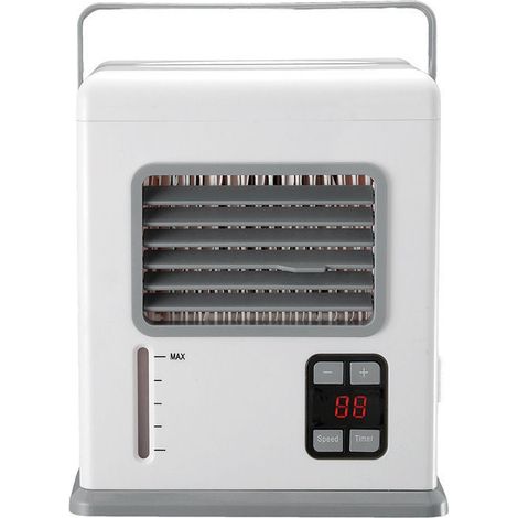 Mini ventilateur portable blanc gris écran digital USB rechargeable rafraîchisseur d’air bureau chambre dortoir silencieux portable été (1/5)
