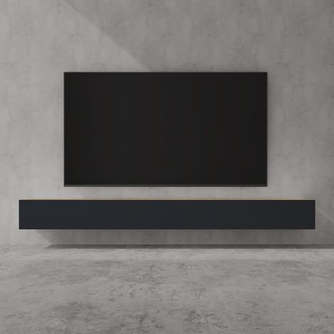 doporro Mobile Porta TV Sospeso 300 cm con 4 Ante Marrone Chiaro e Antracite Opaco, Credenza Bassa da Soggiorno Salotto, Madia Consolle Bicolore per TV Fernsehschrank02