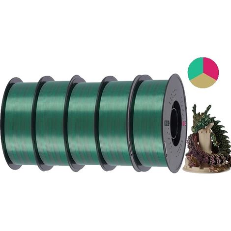 Filamento per stampa 3D, finitura setosa, alta precisione, oro, verde, rosa (1/2)