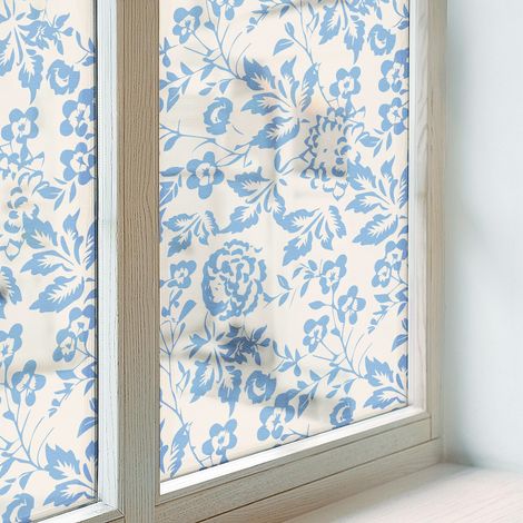 Sichtschutzfolie 200x146 cm Blickdicht Folie für Zuhause Badezimmer Schlafzimmer Sichtschutz Fenster Milchglas Dekorativ Selbstklebend Blütenblätter