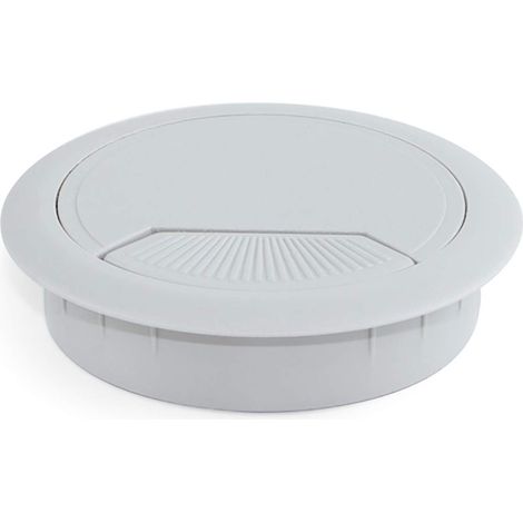 Emuca 3196421 Confezione da 4 Passacavi Rotondi Diametro 80 mm per Incastrare in Scrivania/Tavolo in Plastica Grigia (1/5)