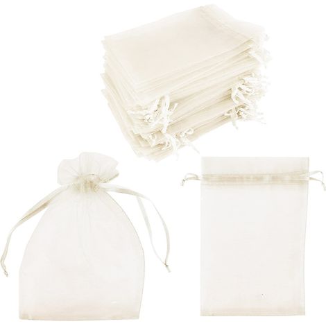 Organzabeutel, 100er-Packung, cremefarben, 10 x 15 cm