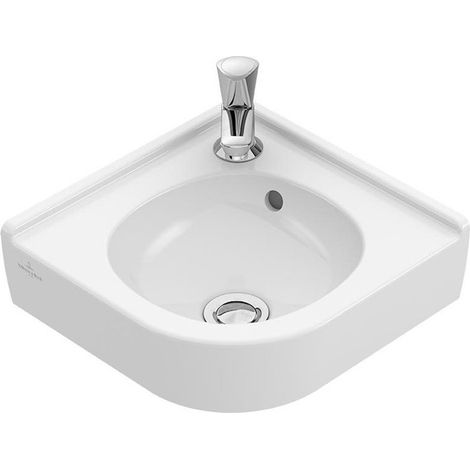 O.novo, Lavabo, Lunghezza laterale: 320 mm, Angolare, per rubinetteria monoforo, foro per rubinetteria forato, con troppopieno, Porcellana sanitaria Bianco