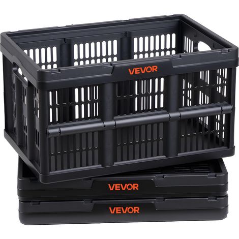 Caisse Plastique Pliable 45 L Lot de 3, Cagette Pliable avec Poignées, Charge Max. 15 kg par Caisse, Bac de Rangement Empilable pour Maison, Camping, Voiture et Courses, Organisateur de Coffre (1/5)