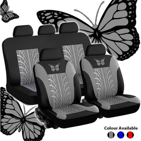 Ciel-(Gris)Housse de siège auto - Universelle - Gris - Lot de 9 - Maille de nylon - Éponge et tissu (1/4)