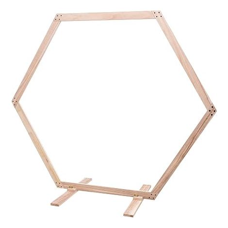 Arche de mariage - Cadre hexagonal - 2,33 m - Arche de mariage - Support en bois - Pour mariages, fêtes d'anniversaire, événements commerciaux, etc (1/5)