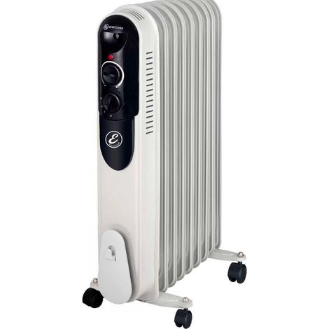 Radiatore Ad Olio Elettrico 2000W Con 9 Elementi Termostato Regolabile 3 Livelli di Potenza Silenzioso Basso Consumo Sicurezza Anti Ribaltamento Ruote E Avvolgicavo Per Ambienti fino a 60m² Bianco