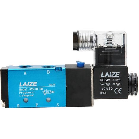 Électrovanne 4V210-08 à 2 positions et 5 voies, filetage PT1/4 pouce, air filtré, CC 4,8 W, CA 6 VA (CC 24 V)