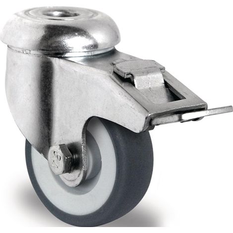 PROMAT Lenkrolle mit Totalfeststeller Rad-Ø 75 mm Tragfähigkeit 75 kg mit Rück (1/2)