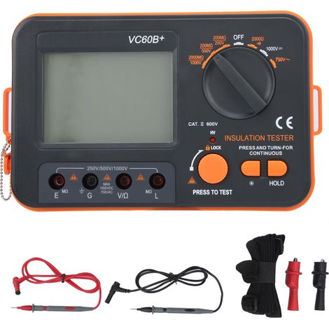 VC60B+ Testeur d'isolation résistance multifonction portable avec alarme sonore et lumineuse, réinitialisation automatique court-circuit, mesureur compact (1/5)