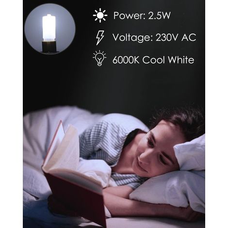 G9 LED-Lampe, 2,5 W (entspricht 25 W Halogenlampe), Kaltweiß (6000 K), nicht dimmbar, 220–240 V Wechselstrom, 2er-Pack (1/5)