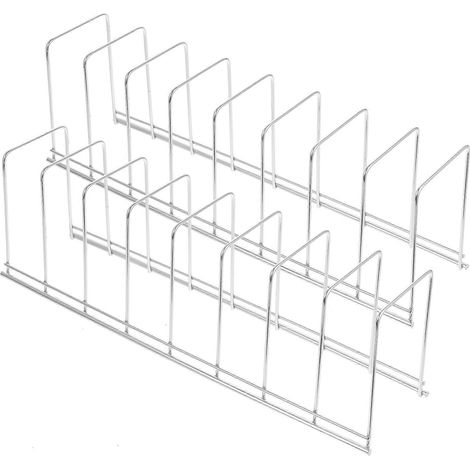 Lot de 2 organisateurs de casseroles en acier inoxydable, support et plateau de service pour couvercles.-30.00X10.00X7.00CM-Silver (1/3)