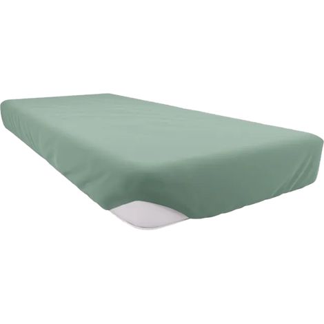 Drap housse en coton 150 x 200 cm , vert d'eau (1/5)