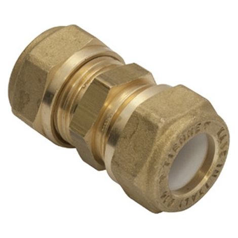 Raccordo diritto doppio a stringere per rame  Diametro: 14 x 1/2" x 14 mm