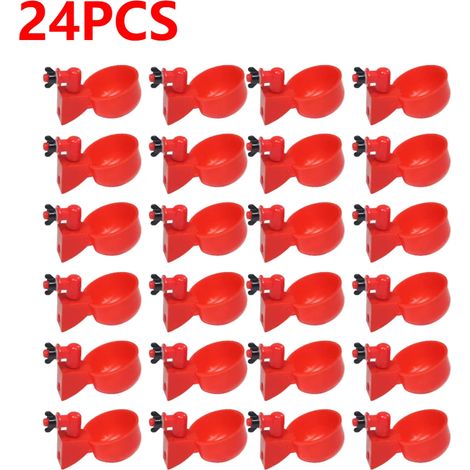 Ensemble de 6 abreuvoirs automatiques en plastique pour poulets, canards et volailles, 36 coupelles, système d'hydratation pour cages ou élevage domestique.-AquaForge (1/5)