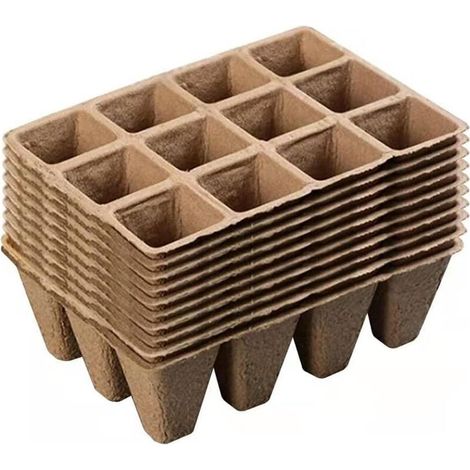 Biodegradable Seedling Tray, 10pcs Seedling Trays, Seedling Tray Kit Germination Container Biodegradable Fiber Seedling Pots for Germinating Seeds and Vegetables (1/4)