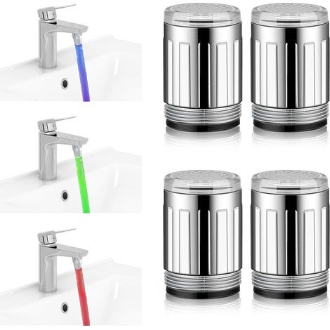 Grifos LED de colores – Juego de 4 unidades, 3 colores, con sensor de calor, aptos para baños y cocinas. (1/5)