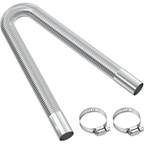Tuyau d'échappement, en acier inoxydable, avec 2 colliers de serrage en acier inoxydable, longueur 60 cm, diamètre du trou 25 mm (1/5)