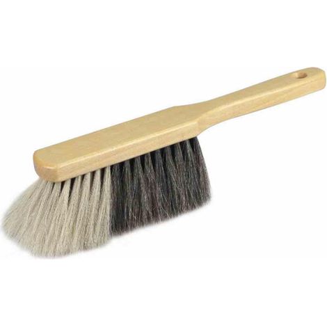 Handfeger Naturhaar 29 cm weißer Bart, naturfarben lackiert