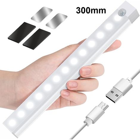 Lampe murale LED rechargeable USB – détecteur mouvement – portable sans câble – magnétique – barre lumineuse 30cm (1/5)