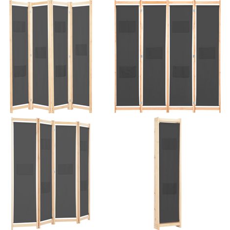 4-teiliger Raumteiler Grau 160 x 170 x 4 cm Stoff - Raumteiler - Sichtschutz - Wohnbereich - Wohnzimmerdeko - Möbel - Home & Living (1/5)