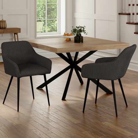 Lote de 2 sillas y sillones de comedor JANY de pana gris