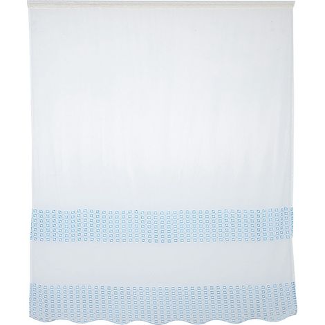Voile de fenêtre en polyester, bleu, décoration de chambre et salon, voilage léger (1/5)