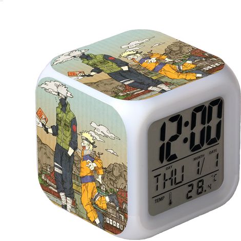 Naruto Digitaler Wecker (A), Quadratischer Wecker mit bunten Lichtern